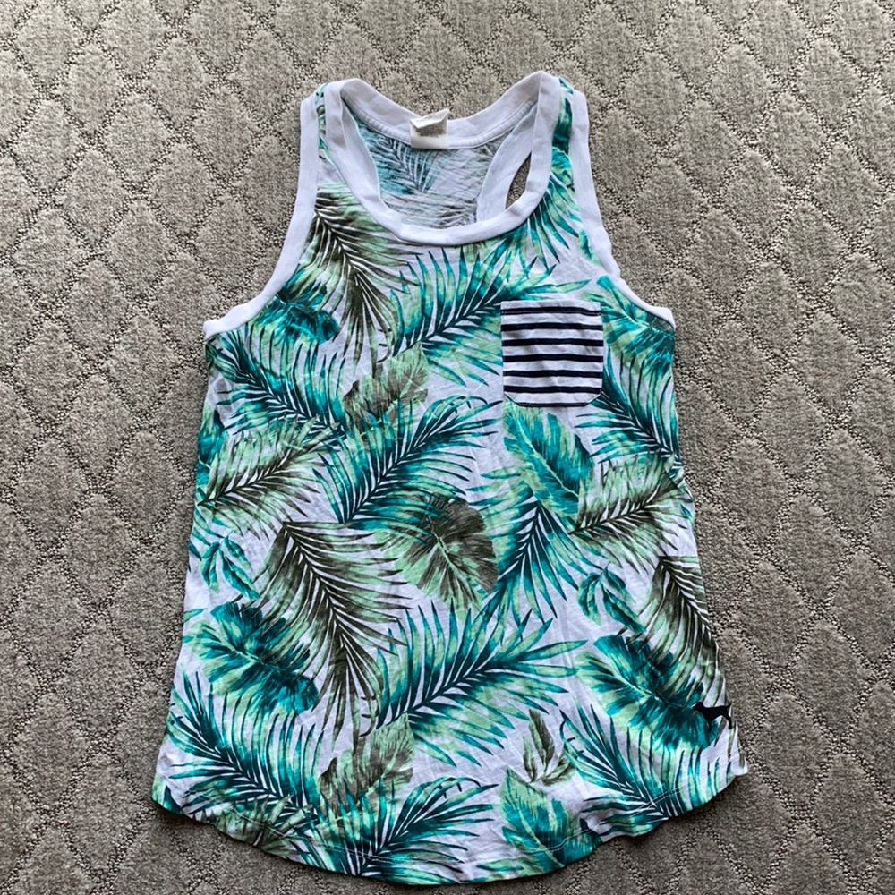 PINK Victoria's Secret Tropical Palm Leaf Tank Top - White, Teal, Green